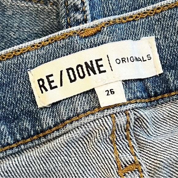 Re/Done High Rise Ankle Crop Jeans Worn Indigo Button Fly Skinny Denim Size 26 - Picture 6 of 10